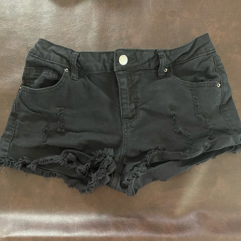 Angel Kiss Black Distressed Denim Shorts Size 5